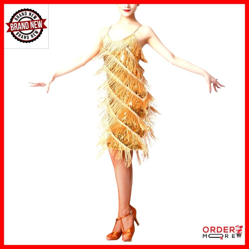 Sequin Tassel Flapper Dress 1920s Gatsby Party Latin Dance Costume